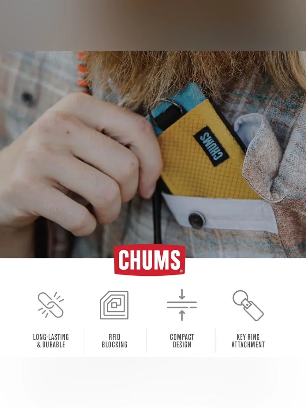 Chums Surfshorts Wallet - Solid Colors Collection, Lightweight Slim Wallet